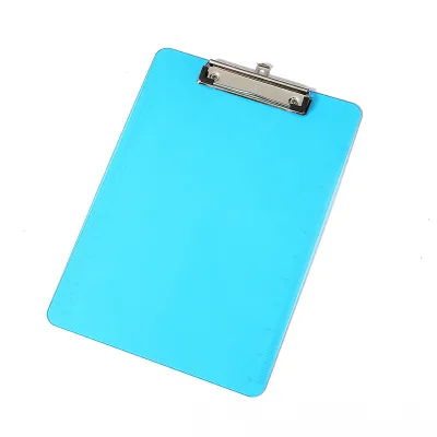 Assorted Colors Plastic Clipboard Transparent Color A4 Size Durable Metal Low Profile Clip with Retractable Hanging Loop