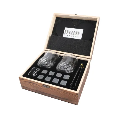 IFAN Wholesale Wooden Whiskey Gift Box Set Includes Whiskey Glass and Whiskey Stones for Your Favorite Beverage