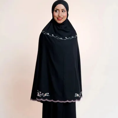 Premium Abaya Modest Floor Length Embroidery Polyester Muslim Eid Praying Dress One Size Women