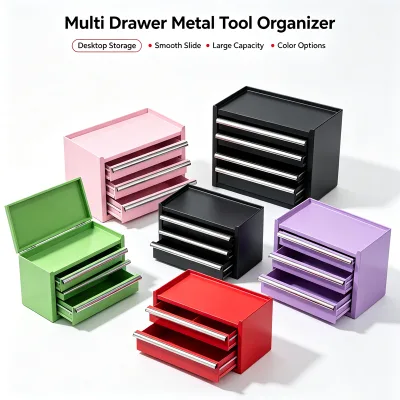 Small Toolbox, Multi Compartment Portable Tool Chest, Durable Handheld Hardware Box for Garage Household Daily Use