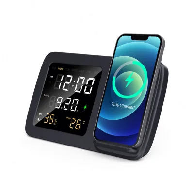 Multifunctional Wireless Charger with Digital Clock and Environmental Monitor