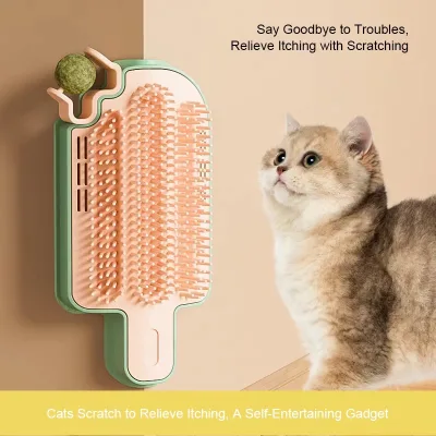 PP Material Cat Corner Scratcher with Brush Arch Massager Catnip Cleaning Stick