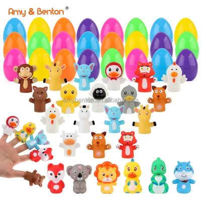 2023 Hot Sale Plastic Easter Eggs with Finger Toys Inside