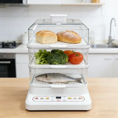 Household Electric Steamer Pc Thickened Material Food Grade Steam Cooking Faster Intelligent Power Off