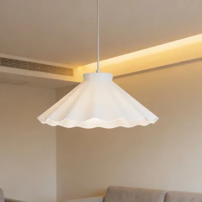 White Opal Mouth Blown Glass Ruffled Umbrella Lampshade Modern Minimalist Pendant Light Cover Factory Wholesale