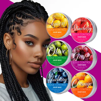 In Stock Fruit Scent Olive Blueberry Edge Control Hair Wax Easy Wash Edge Tamer for Men Women