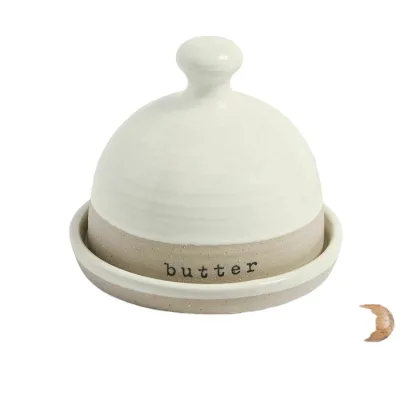 Hot Sale Bird on Top Decorative Unique Round Ceramic Butter Dish Popular Butter Dish