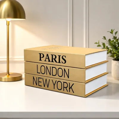 Designer Matte Gold Foil Display Book Dual Purpose Decor Book High-end Villa Hotel Interior Ornament Book