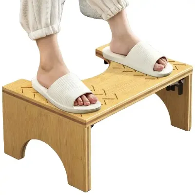 Adjustable Bamboo Toilet Foot Stool Bamboo Bathroom Collapsible Poop Stool
