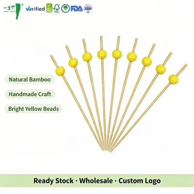 Eco Friendly Custom Picks Cocktail Disposable Bamboo Bead Pick One-stop Shopping