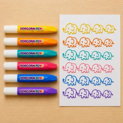 Bubble Popcorn Drawing Pens, 6 Colors Magic Puffy Paint Pens 3D Popcorn Markers for Art Painting Supplies for Home