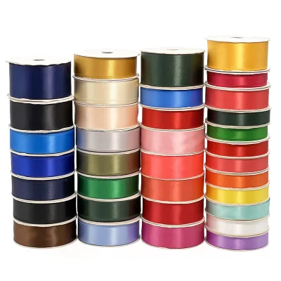 Polyester Manufacturer Christmas Sparkle Craft Gift Printed Glitter Satin Ribbon for Party Decor