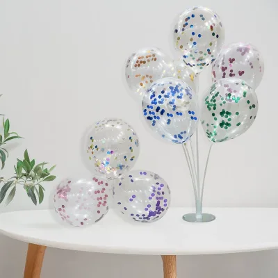 Wholesale 12\" Clear Latex Metal Balloons Sequin Balloons for Wedding & Birthday Party Decorations Single Item
