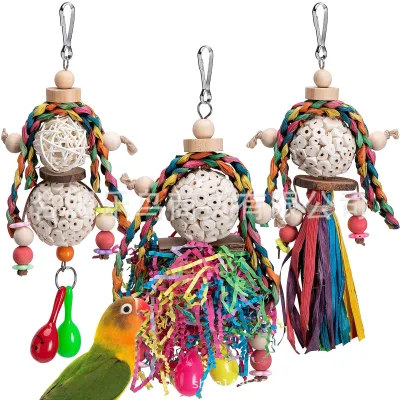 Cross-border Parrot Tongcao Ball Bird Toy Wood & Paper Corn Leaf Biting Boredom Relief Play