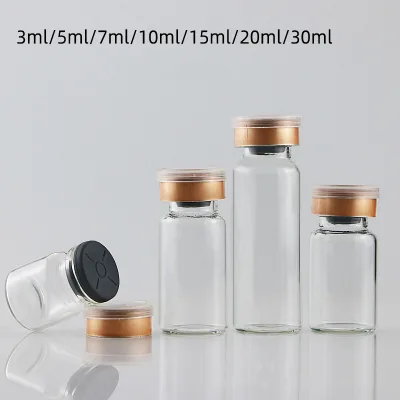 Standard Vacuum Sterile Medical Grade Glass Cylinder Bottles 3 Ml 5 Ml 10 Ml Pull-Ring Rubber Stoppers Aluminum Cap