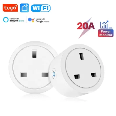 20A UK Plug TUYA WIFI Smart Socket With Power Monitor Voice Control Timing Home Power Socket Works with Alexa Google Home
