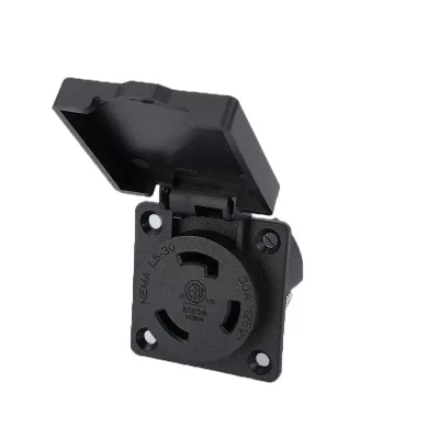 30Amp 125Volt 2 Pole 3Wire NEMA L5-30R IP44 Plastic Locking Receptacle with Cover Waterproof Dustproof Industrial Outdoor Socket