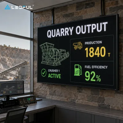 Wide LED Equipment Dashboard P1.86 for Quarry Operations Center with seamless splicing and HDR color Fixed Installation