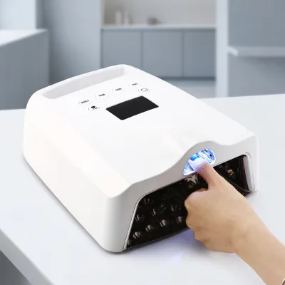 128W Quartz LED UV Nail Lamp with 45pcs 365nm+405nm LEDs Thumb Curing Function Fast Cure Low Heat Gel Dryer OEM ODM