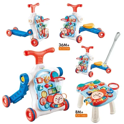 Multifunctional Learning Table Strollers Motorcycle Stroller Standing Toy Baby Trolley Walker 5 in 1 Baby Walker for Kids