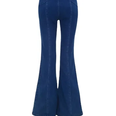 New Design Bell Bottom Wide Leg Tie-Belt Flare Women Denim Jeans Plus Size Jeans