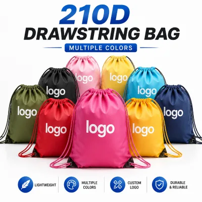 Eco-friendly Shopping Bags String 210D Waterproof Drawstring Bag Custom logo Backpack Gym Sport Drawstring Bag with Logo
