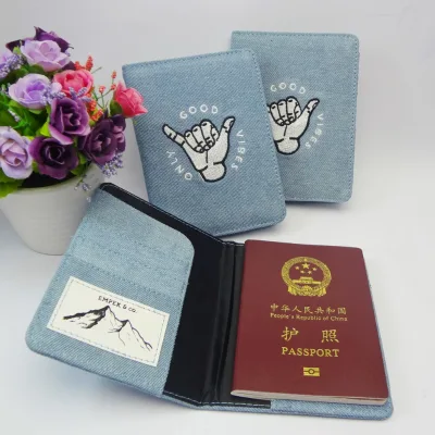 High Quality Denim Passport Holder Multi Function Passport Cover Portable Travel Wallet Case