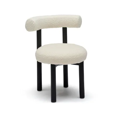 Modern Minimalist Cream Style Modern Vanity White Chair with Comfy Back for Living Room Dressing Table Makeup Stool