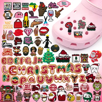 Black People Christmas Santa Claus Nightmare Before Christmas Shoe Charms One Piece Shoe Buttons for Diy Charm Clogs Charms