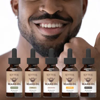 Wholesale Private Label Natural Natural 30ml Beard Oil Hair Growth Bottle OEM Beard Oil Unisex Pure Essential Oil Leaves