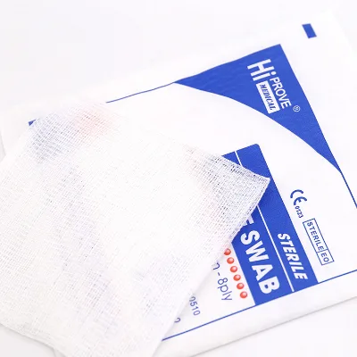 HIPROVE Sterile Medical Grade Highly Absorbent Wound Care First Aid 100% Cotton Non-Woven Gauze Swab Pad Sponge 10x10cm White