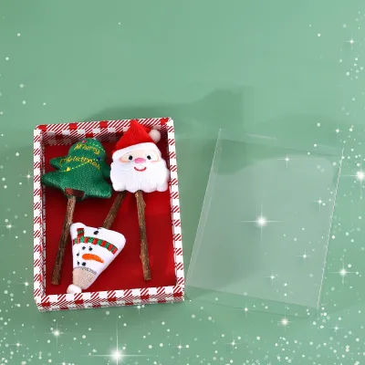Christmas Silver Vine Cat Chew Stick Set Santa Snowman Xmas Tree Shape Cat Teeth Cleaning Toy Gift Box for Kitten