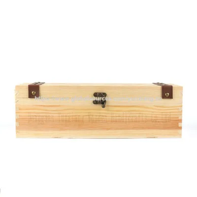 Wooden Wine Box for 1 Bottle Premium Wooden Gift Box for Wine Champagne Spirits with Secure Lid and Elegant Design