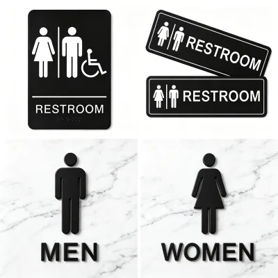 Modern Acrylic Braille Bathroom Sign Unisex Restroom Signage Tactile Toilet Signs for School Hospital Shopping Mall