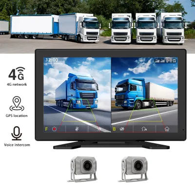 10.1inch 2 Channel 1080p Semi Truck DVR Camera with GPS Blind Spot Warning Anti-Fuel Theft Protection for Fleet Safety Solutions