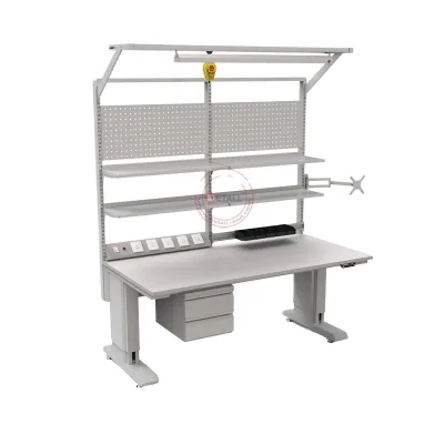 Eelectric Adjustable ESD Table Modular ESD Work Table Anti Static Bench Expandable Design Add Pegboard Drawer Cabinet LED Light