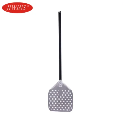 Aluminum Pizza Peel with Wood Handle Non-Stick Perforated Design Oven Safe for Kitchen and Restaurant Use