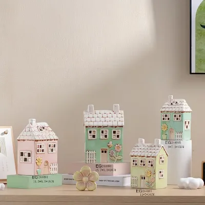 Nordic Style Tabletop Christmas Village Houses Christmas White Porcelain Village Town Houses