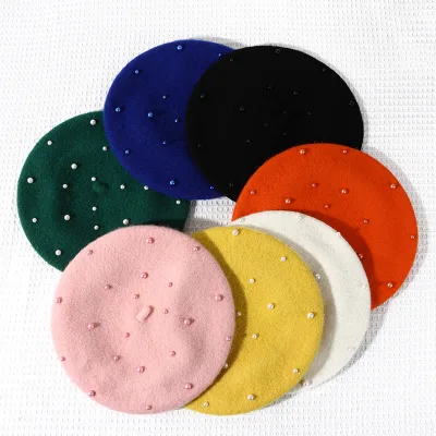 2025 Custom Logo Designer Fashion Boina Baby Berets Sweet Cute Girl Wool Painter Hat for Children