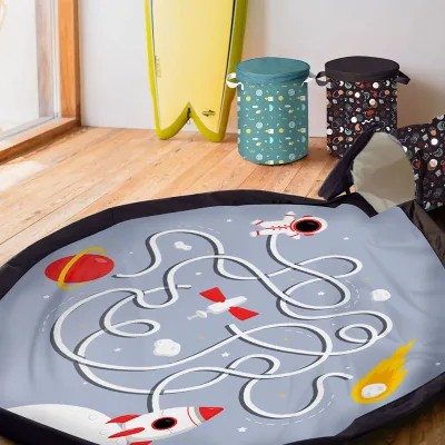 Multifunctional Children Toy Storage Play Mat Large Capacity Cartoon Toy Storage Box Storage Basket With Play Mat