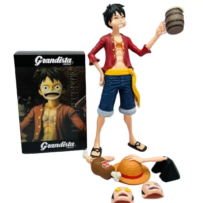 HUAYI Figure Anime Piece Ros Luffy PVC Statue Action Figure Monkey D Luffy Classic Smiley Model Toy for Kids