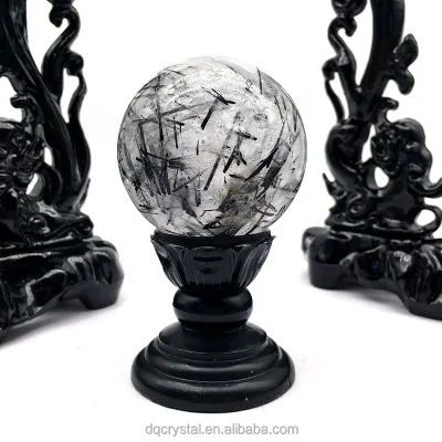 Wholesale Natural High Quality Black Rutilated Sphere Polished Crystal Black Tourmaline Ball for Healing Decoration