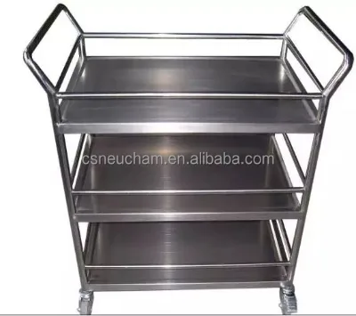304 Stainless Steel Three-layer Service Handcart, Restaurant Hotel Specific Freight Handcart