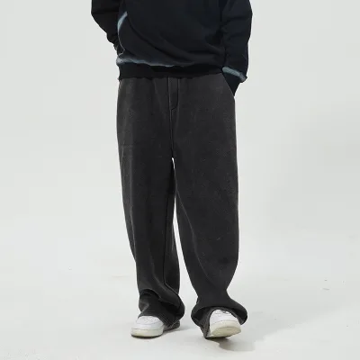 High Quality Autumn Winter Straight Leg Sweatpants Mens Jogging Pants Baggy Plus Size Fleece Cotton Sweatpants