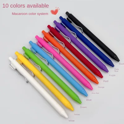 Custom Logo Printed Morandi Solid Color Click Plastic Gel Pens Promotional Advertising Office Gift Retractable Pens