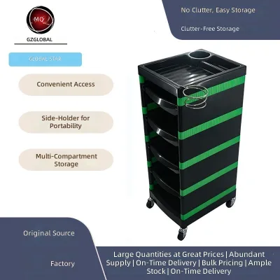 Plastic Twill-decorated Side-Panel Mobile Multi-Tier Rolling Cart Drawers for Hair Salons Beauty Studios Perms Coloring Styling