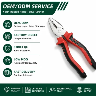 OEM ODM High Carbon Steel Combination Pliers 6 8 Inch Multi Function Hardware Hand Tool for Electrician Factory Direct Wholesale