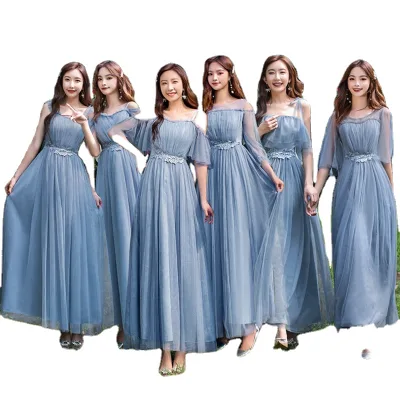 Big Yards Bridesmaid Dress Large Size Long 2025 Temperament Group Sister Dress Gray Thin Party Graduation Host Dress Female