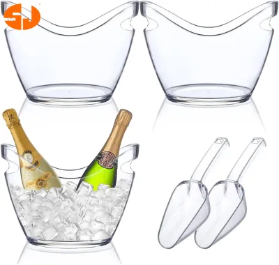 Factory Direct Plastic Ice Bucket 4L 8L 12L Clear Beverages Chiller Bin Drinks Cooler Wine Storage Plastic Ice Bucket
