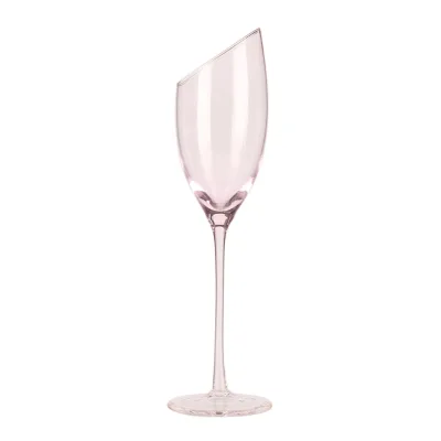 Handmade slanted rim champagne flutes pink champagne toasting glass